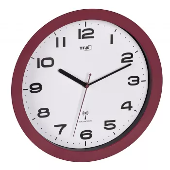 TFA Dostmann 60.3554.05 Funk-Wanduhr, Rot, 320 mm Durchmesser
