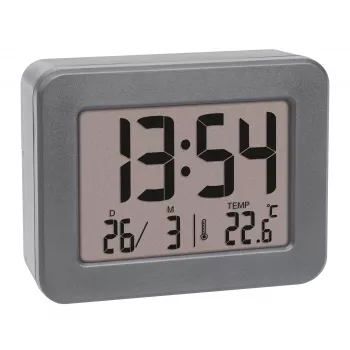 TFA Dostmann 60.2044.10 Quarz-Wecker Grau mit Einzelalarm