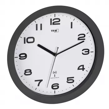 TFA Dostmann 60.3554.10 Funk-Wanduhr 320 mm Anthrazit mit schleichender Sekunde