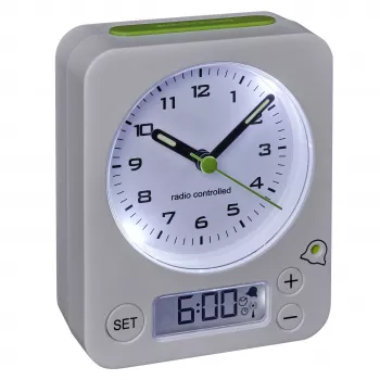 TFA Dostmann Funkwecker 60.1511.02 Weiß mit Leuchtzeigern