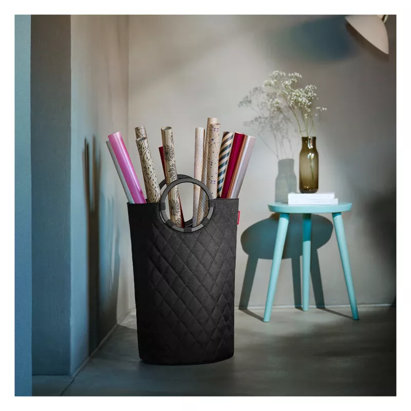 Reisenthel loophome M Aufbewahrungskorb – Schwarz, Aluminiumrahmen, Polyester, 15 L, zusammenklappbar VS7071