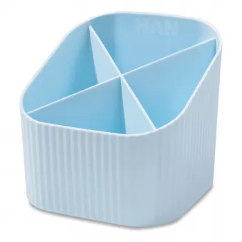 HAN X-LOOP Stiftehalter, Pastellblau, 4 Fächer, 11,1 x 11,1 x 10,5 cm 17238-884D