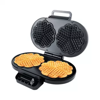 Steba WE 2 Doppel-Waffeleisen, Kontrollleuchte, klappbar, Antihaftbeschichtung, schwarz 183400