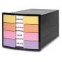 HAN IMPULS Schubladenbox, 4 Schubladen, Schwarz/Pastell, Polystyrol, für DIN C4 1012-139