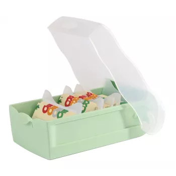 HAN CROCO A8 Querformat Lernkartenbox, Pastellgrün Transparent mit Klarem Deckel, Polypropylen, 1 Stück (998-805)