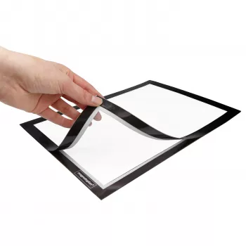MAGNETOPLAN HOLTZ magnetofix doppelseitiger selbstklebender Info-Rahmen, DIN A6, Schwarz, aufklappbar 1132112