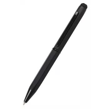 ONLINE SCHREIBGERÄTE Hexagon Stylus Kugelschreiber, schwarzes Gehäuse, blaue Tinte, kapazitiver Stylus, Drehmechanismus, mittlere Linie 21035/3D