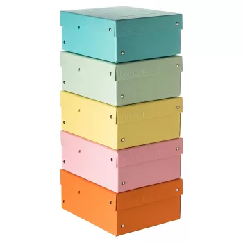 FALKEN PURE Aufbewahrungsbox 1250 Blatt Pastell sortiert 5er-Pack 18x25x10 cm 22001968000F