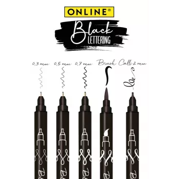 ONLINE Black Lettering Acrylstift-Set, Schwarz, 5 Stk. 19114