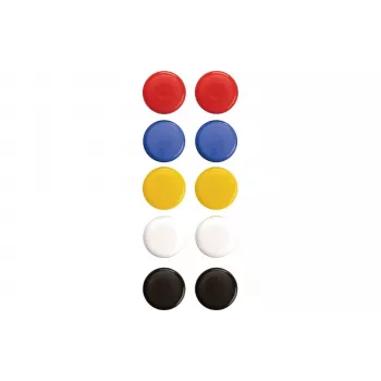 Magnetoplan Signalmagnete 20 mm, 10 Stück, verschiedene Farben (Rot, Blau, Gelb, Grün, Weiß) 16662
