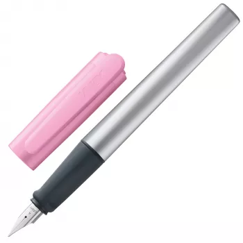 LAMY nexx Rose Füllfederhalter – Linkshänder-Feder (LH), gummierter Griff, Schnappkappe 1235139