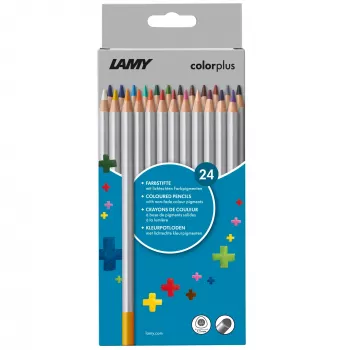 LAMY colorplus Buntstifte, 24 verschiedene Farben, ergonomische Dreiecksform, matte Oberfläche, bruchfeste Mine, Kartonetui 1233469