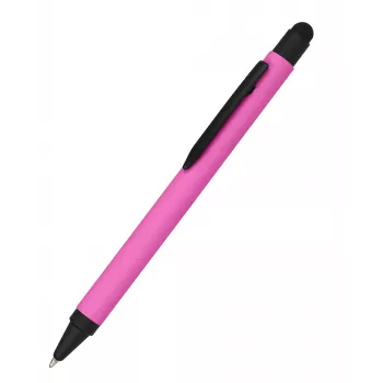 ONLINE SCHREIBGERÄTE ALU Stylus Kugelschreiber Pink mit blauer Tinte, Aluminiumgehäuse, kapazitiver Stylus, Druckmechanik, nachfüllbar, 1 Stück (32117/3D)