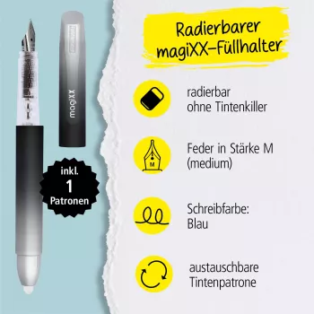 ONLINE magiXX Dark Shadow Füllfederhalter, Mittlere Feder, Schwarz (55100/3D)