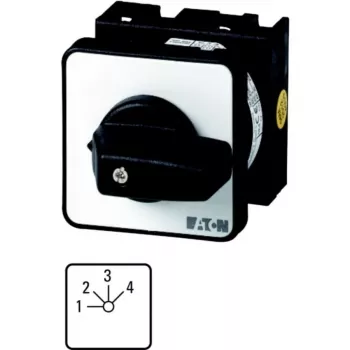 Eaton T0-4-8251/E 2-poliger 3-Positionen ON-OFF-ON Nockenschalter, 20A, 690V, IP65 Front, Schwarzer Griff, Weiße Frontplatte 013971