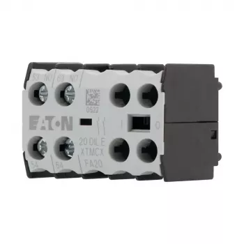 Eaton 20DILE Hilfskontaktblock, 2-polig, 1NO+1NC, Seitenmontage, Schraubklemmen, IP20, Schwarz/Weiß 010208