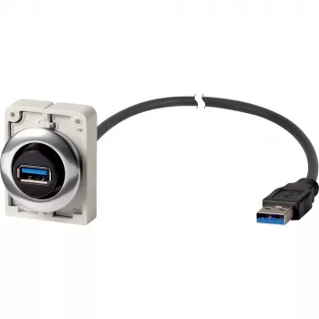 Eaton M30C-FUSB-60 Einbau-USB-3.0-Typ-A-Buchse mit 1,5 m Kabel, Metall-Frontring Y7-187084