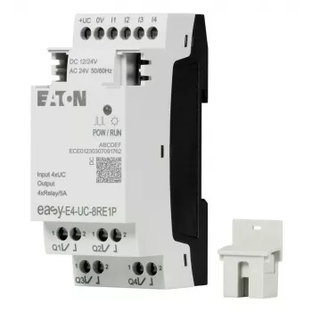 Eaton EASY-E4-UC-8RE1P Erweiterungsmodul, 8 Relaisausgänge, 12/24 V DC, 24 V AC, DIN-Schiene 197510
