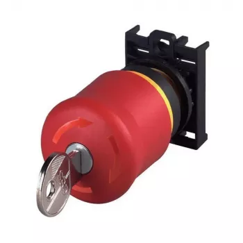 Eaton M22-PVS/K01 Not-Aus-Drucktaster, Schlüsselentriegelung, 1 NC, Frontmontage, 22,5 mm, Rot/Gelb 216514