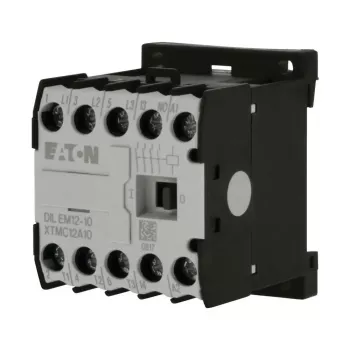 Eaton DILEM12-10 Mini-Schütz, 3-polig, 12 A, 230 V 50 Hz / 240 V 60 Hz Spule, 1 NO Hilfskontakt, IP20, Schwarz/Weiß 127075