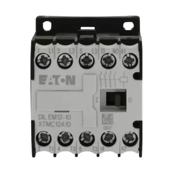 Eaton DILEM12-10 Mini-Schütz, 3-polig, 12 A, 230 V 50 Hz / 240 V 60 Hz Spule, 1 NO Hilfskontakt, IP20, Schwarz/Weiß 127075