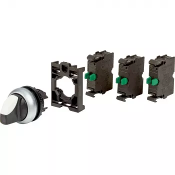 Eaton M22-WRK-3K10-BVP Wahlschalter, 3-Positionen, Rastend, Schwarzer Drehknopf, Kunststoff-Frontring 110923