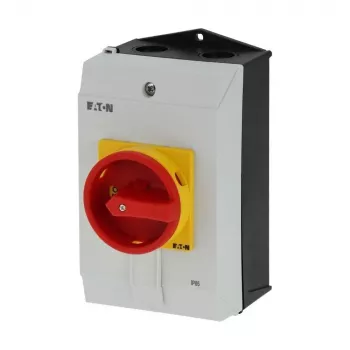 Eaton P1-40/I2H/SVB EIN-AUS-Schalter mit NOT-AUS-Schalter, verriegelbar, 40 A, 690 V, 1 x 90°, grau/schwarz/rot/gelb 199922