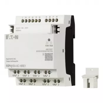Eaton easyE4 AC Digital-I/O-Erweiterungsmodul, 16 Eingänge, 4 Relaisausgänge, 100-240 V AC (197222)