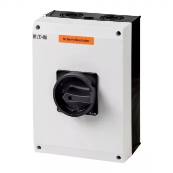 Eaton P3-100/I5/SVB-SW/HI11 3-poliger Hauptschalter 100 A, Aufputzmontage, IP65, rot/gelber Drehgriff, abschließbar, 1NO+1NC 207375
