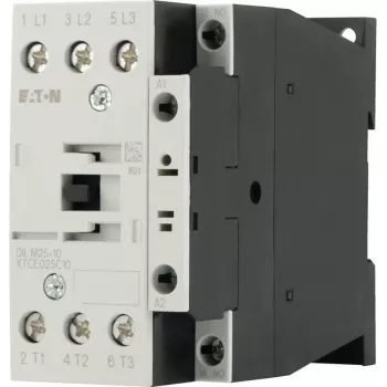 Eaton DILM25-10 24V 50Hz 3-poliger Leistungsschütz, 25 A AC-3, 11 kW, 1 NO Hilfskontakt, Schraubklemmen, DIN-Schienen-Montage, IP00 277119