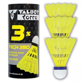 TALBOT torro Tech 350 Nylon Badmintonfederball, mittlere Geschwindigkeit, gelb/blau, 1 Stück 479113