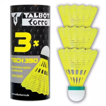 TALBOT torro Badminton-Federball Tech 350, Langsam, Gelb/Grün, Langlebiger Nylon-Federball für Freizeit und Training - 1 Stück (479115)