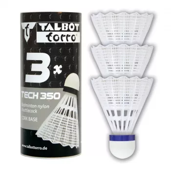 TALBOT TORRO Tech 350 Medium Nylon Badmintonfederball, Weiß/Blau, 1 Stück 479112