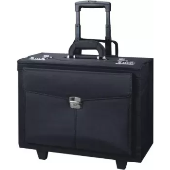 JÜSCHA Alassio Rocca 45034 Business-Trolley-Tasche, Mikrofaser, Schwarz, 17-Zoll-Laptop-Fach, Teleskopgriff, 2 Rollen
