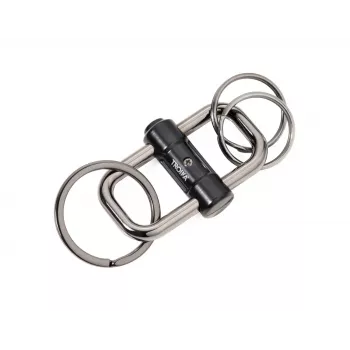 TROIKA 2-WAY KEY Schnellverschluss-Schlüsselring, mattschwarzes Metallguss mit abnehmbarem Spaltring (KR22-09/BK)