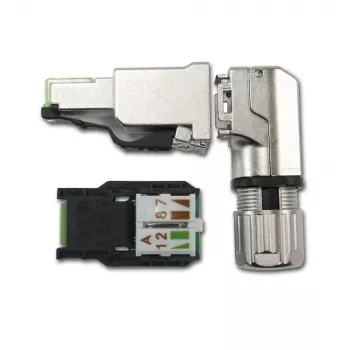 Telegärtner MFP8-4x90 Cat.6A Feldkonfektionierbarer RJ45 Stecker, T568A, Geschirmt, Multi-Winkel J00026A4004