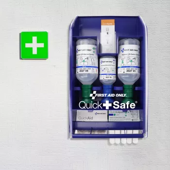 First Aid Only Quick+ Safe DIN EN 15154-4 Erste-Hilfe-Kasten, Blau, Wandmontage, ABS-Kunststoff, DIN 13157 Füllung P-44026 00