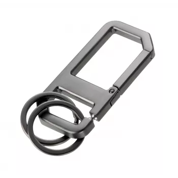 TROIKA ALVAR NERO Schlüsselanhänger mit Karabiner, Gunmetal/Schwarz (KR26-05/GM)
