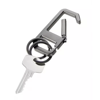 TROIKA ALVAR NERO Schlüsselanhänger mit Karabiner, Gunmetal/Schwarz (KR26-05/GM)