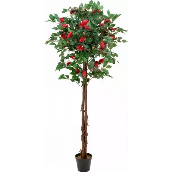EUROPALMS Kamelienbaum Rot mit Topf, Kunstpflanze, 180cm 82507226