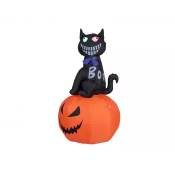 EUROPALMS Halloween Aufblasbare Figur Katze mit Kürbis, 183cm 83316152