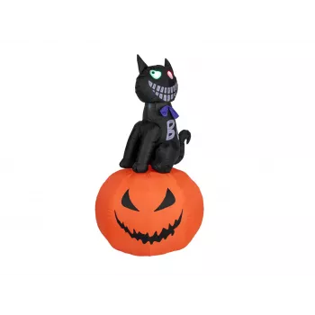 EUROPALMS Halloween Aufblasbare Figur Katze mit Kürbis, 183cm 83316152