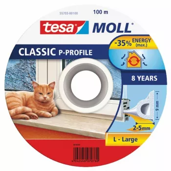 TESA Dichtung Weiß P-Profil Selbstklebendes EPDM-Schaumgummi-Dichtungsprofil 100m