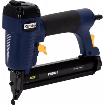 RAPID TOOLS Druckluft-Nagler & Tacker PBS121 Blau/Gelb mit Koffer für Typ 606 Klammern (12-30 mm) & Typ 8 Nägel 5000053