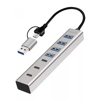 LogiLink USB 3.0 Hub, 7-Port, 4x USB-A 3x USB-C, Aluminiumgehäuse