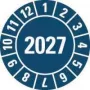 HEIN Industrieschilder Prüfplakette 2027, Blau, Selbstklebende Folie, Rund 20 mm, 500 pro Rolle 189463