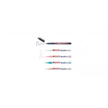 edding 5300 Acrylmarker-Set Manga, 5 Marker mit feiner Rundspitze, 1-3 mm Strichbreite, Pigmenttinte, verschiedene Farben (Schwarz, Weiß, Pastellgelb, Pastellrosa, Pastellblau) 4-5300-1800-5-1