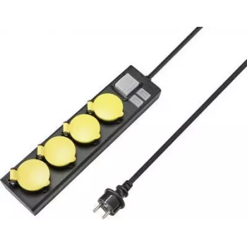 SYGONIX RF-4737806 Steckdosenleiste mit Schalter, 6 Schuko-Steckdosen, 1,5 m Kabel, Schwarz/Gelb