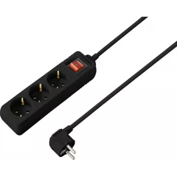 Sygonix SY-4890984 6-fach Schuko-Steckdosenleiste mit beleuchtetem Schalter, 1,5 m Kabel, Schwarz