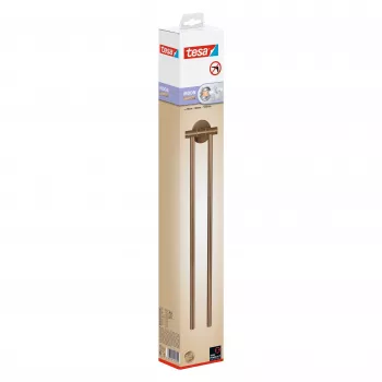 tesa MOON BRONZE Schwenkbarer 2-Stangen Handtuchhalter, Selbstklebend, Metall, Bronze-Optik, 6 kg Belastung 40602-00000-00